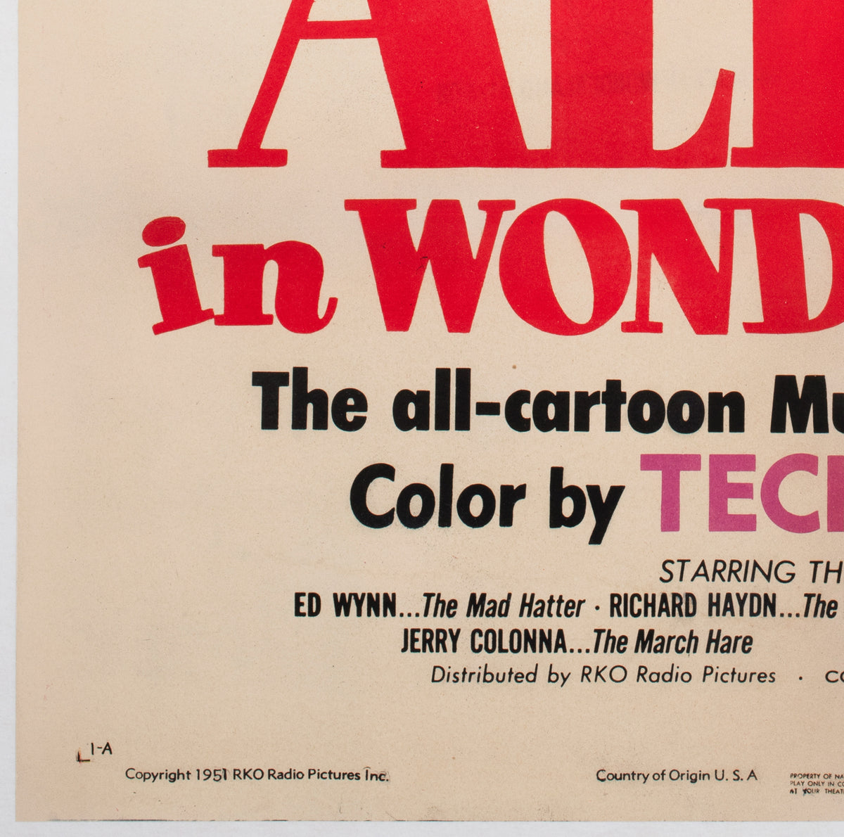 Alice in Wonderland 1951 US 1 Sheet Film Movie Poster, Disney - detail