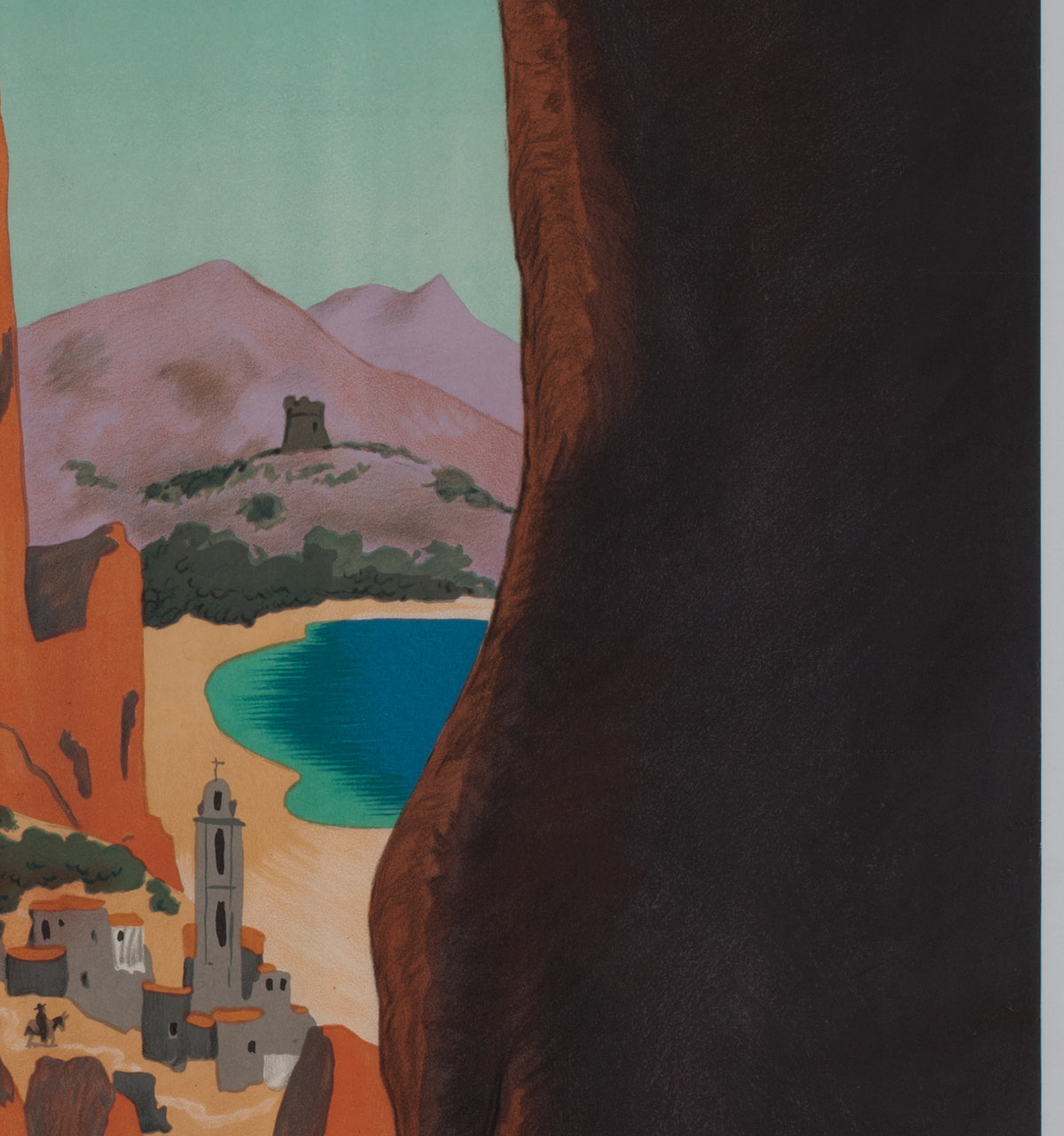 Allez en Corse CGT c1950s Corsica French Travel Poster, Edouard Collin - detail
