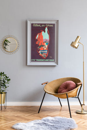 Allez en Corse CGT c1950s Corsica Small French Travel Poster Edouard Collin