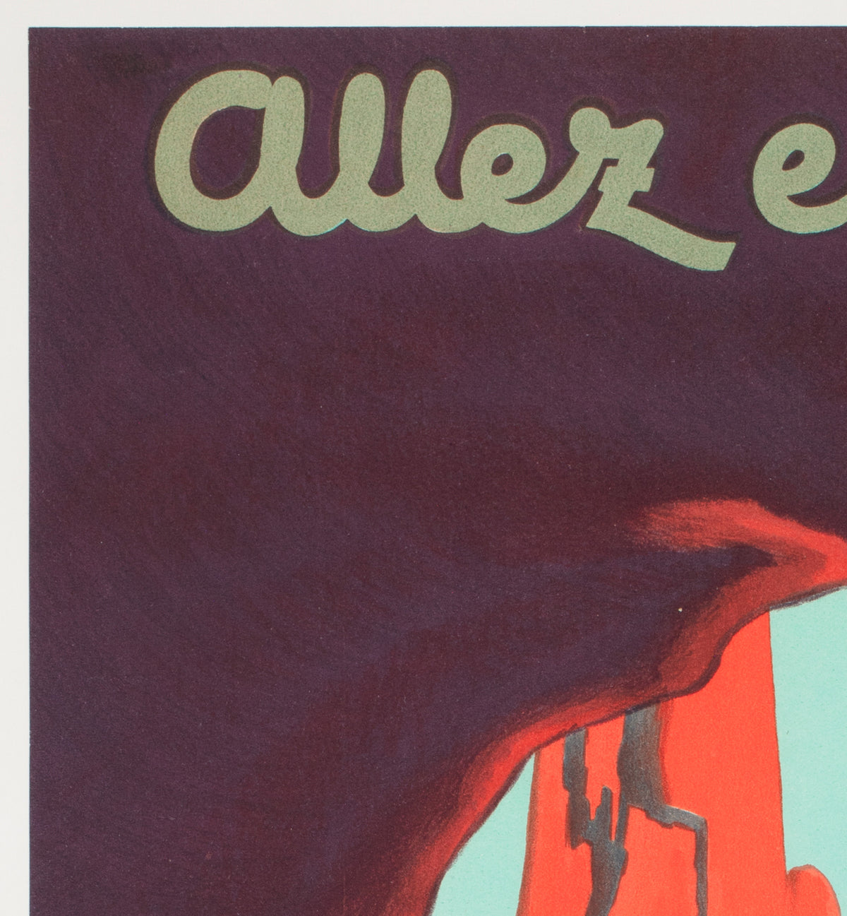 Allez en Corse CGT c1950s Corsica Small French Travel Poster Edouard Collin - detail