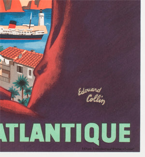 Allez en Corse CGT c1950s Corsica Small French Travel Poster Edouard Collin - detail