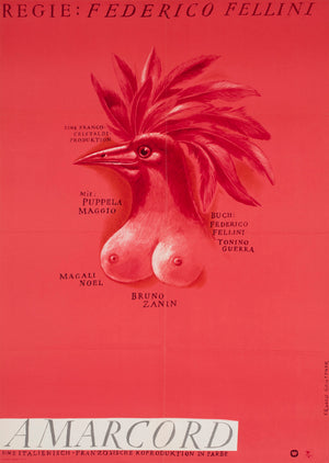 Amarcord 1976 East German A1 Style B Film Poster Erhard Gruttner