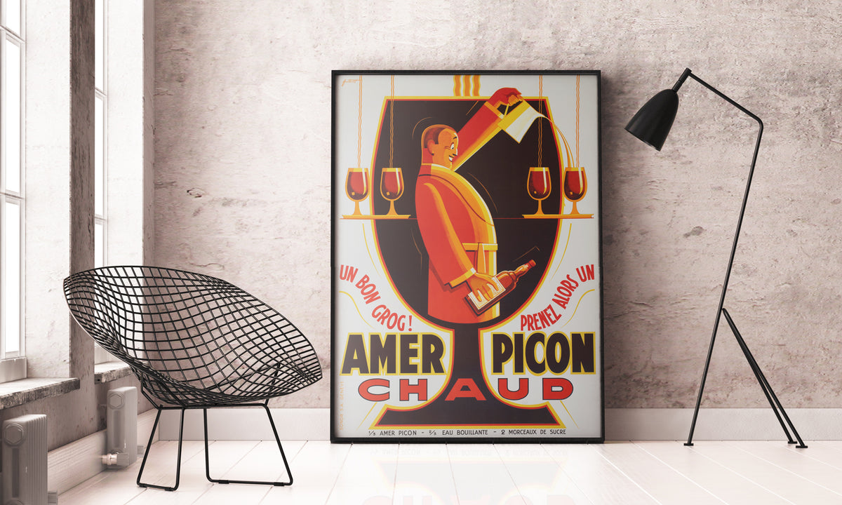 Amer Picon Chaud c1930 Swiss Beverage Advertising Poster, Noel Fontanet
