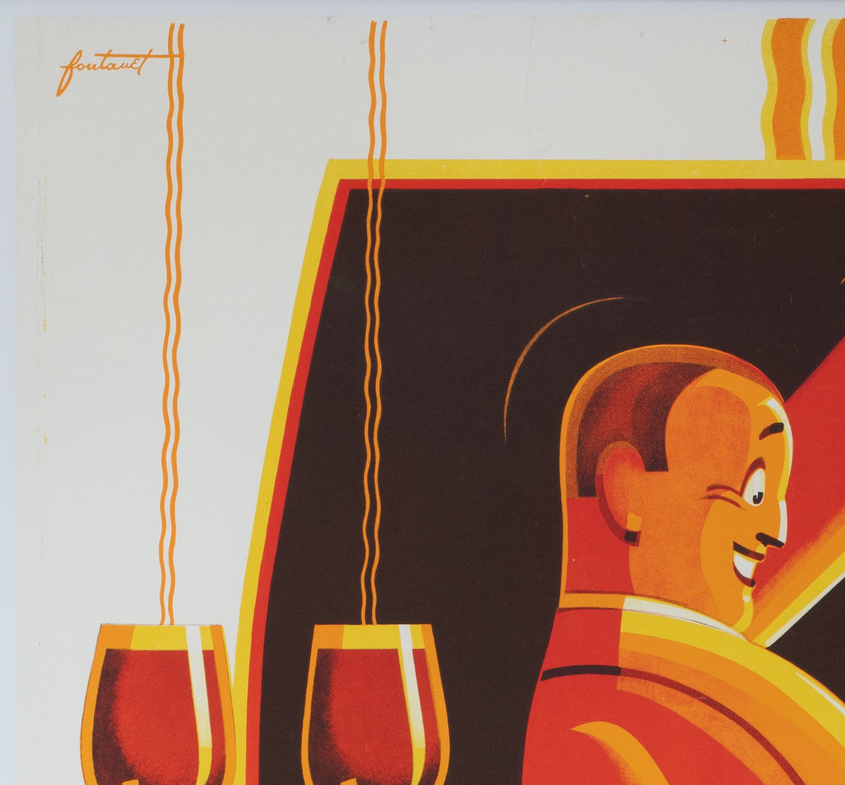 Amer Picon Chaud c1930 Swiss Beverage Advertising Poster, Noel Fontanet - detail