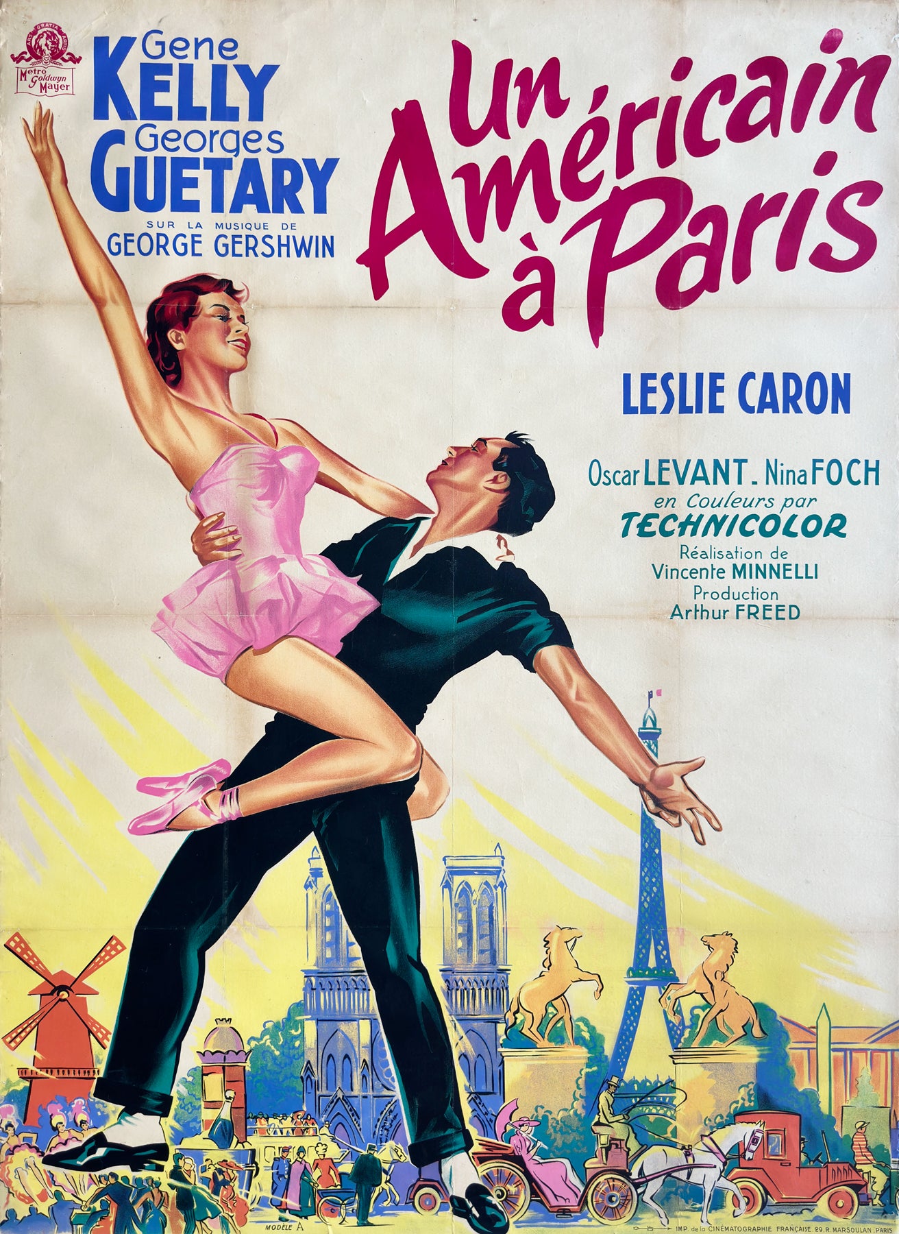 An American in Paris 1951 French Grande Film Movie Poster, Roger Soubie