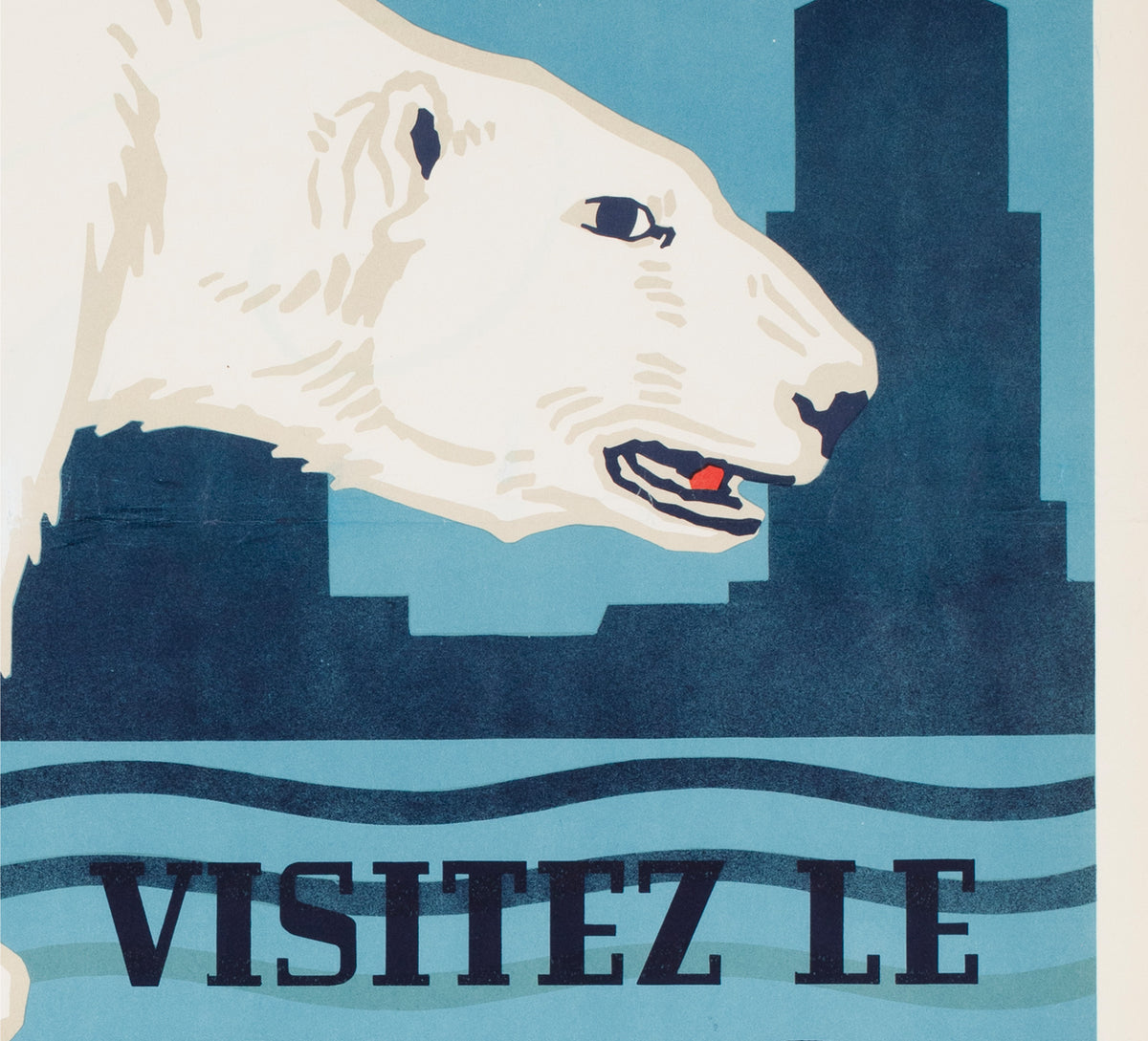 Antwerp Zoo Polar Bear 1950  Large Advertising Poster - detail