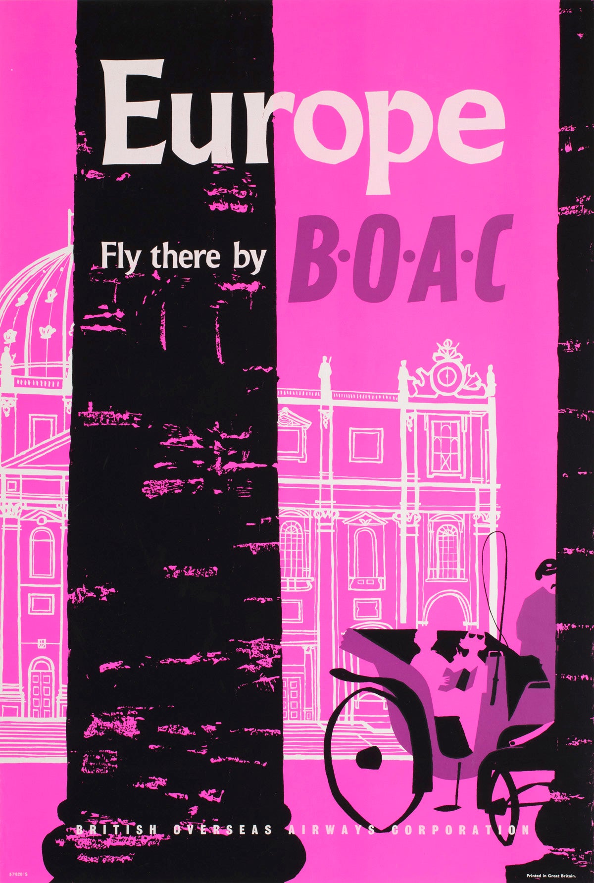 BOAC Europe c1955s Silkscreen Airline Travel Poster