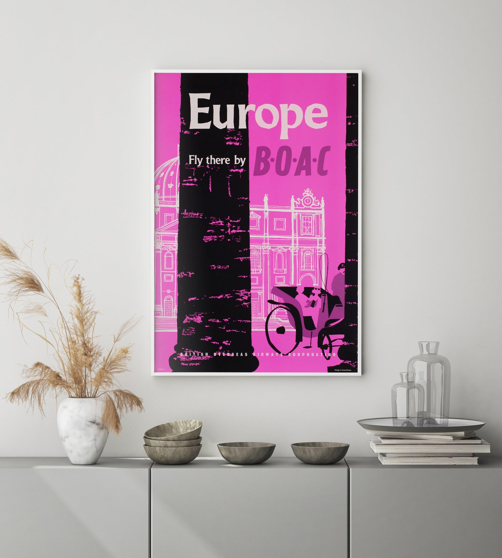 BOAC Europe c1955s Silkscreen Airline Travel Poster