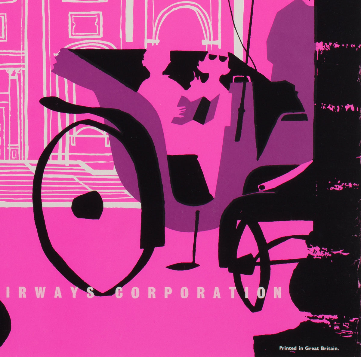 BOAC Europe c1955s Silkscreen Airline Travel Poster - detail