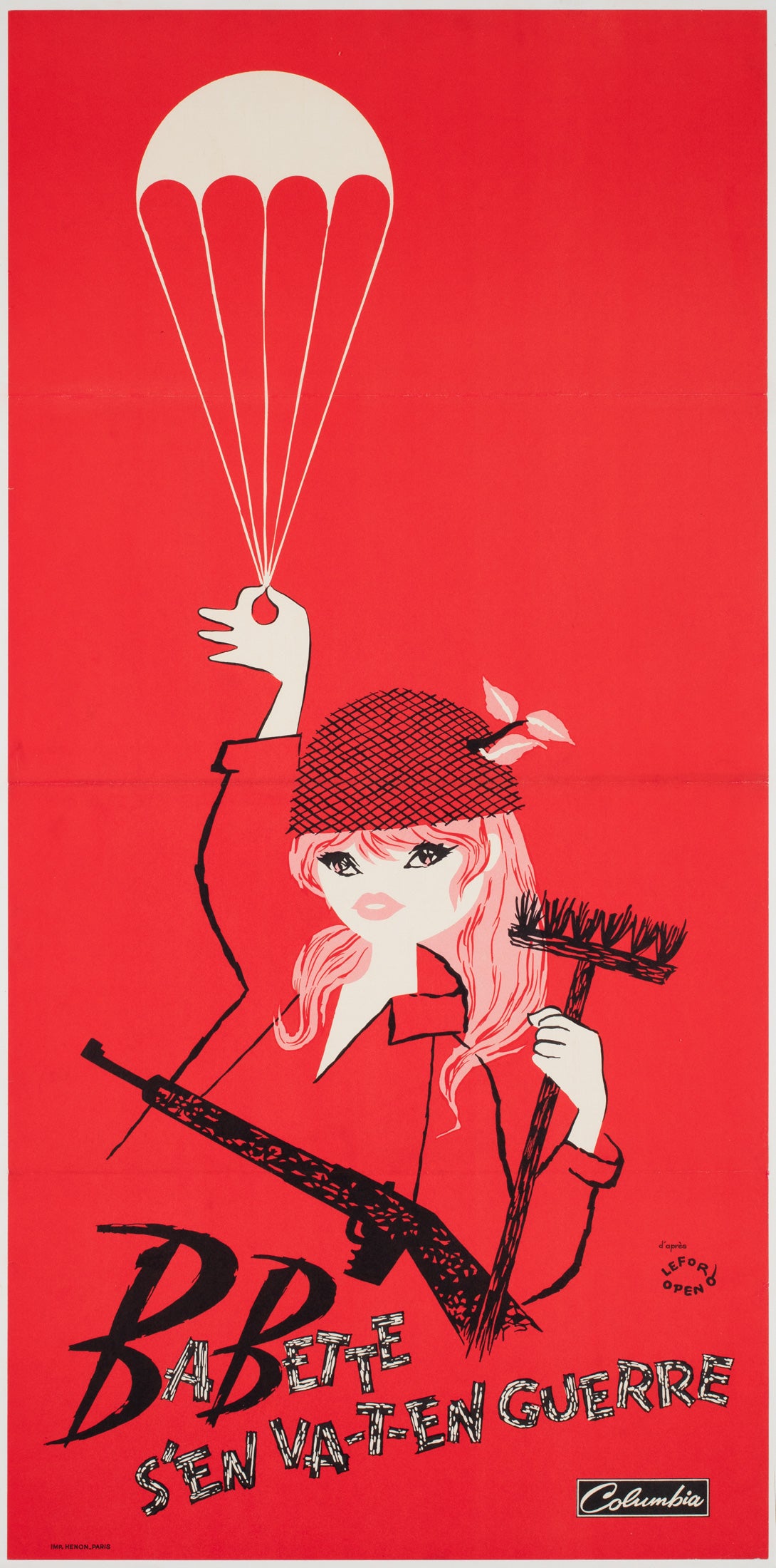 Babette Goes to War 1959 French Petite Red, White and Blue Film Posters, Lefor-Openo