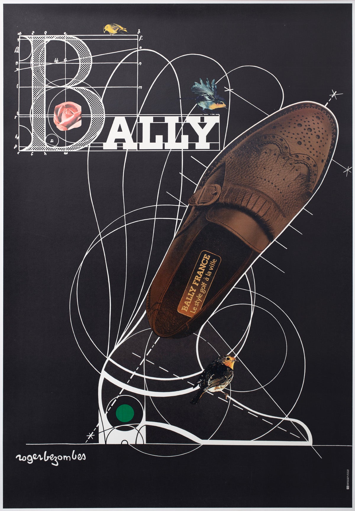 Bally c1980 Golf Shoe Advertising Poster 2 Roger Bezombes
