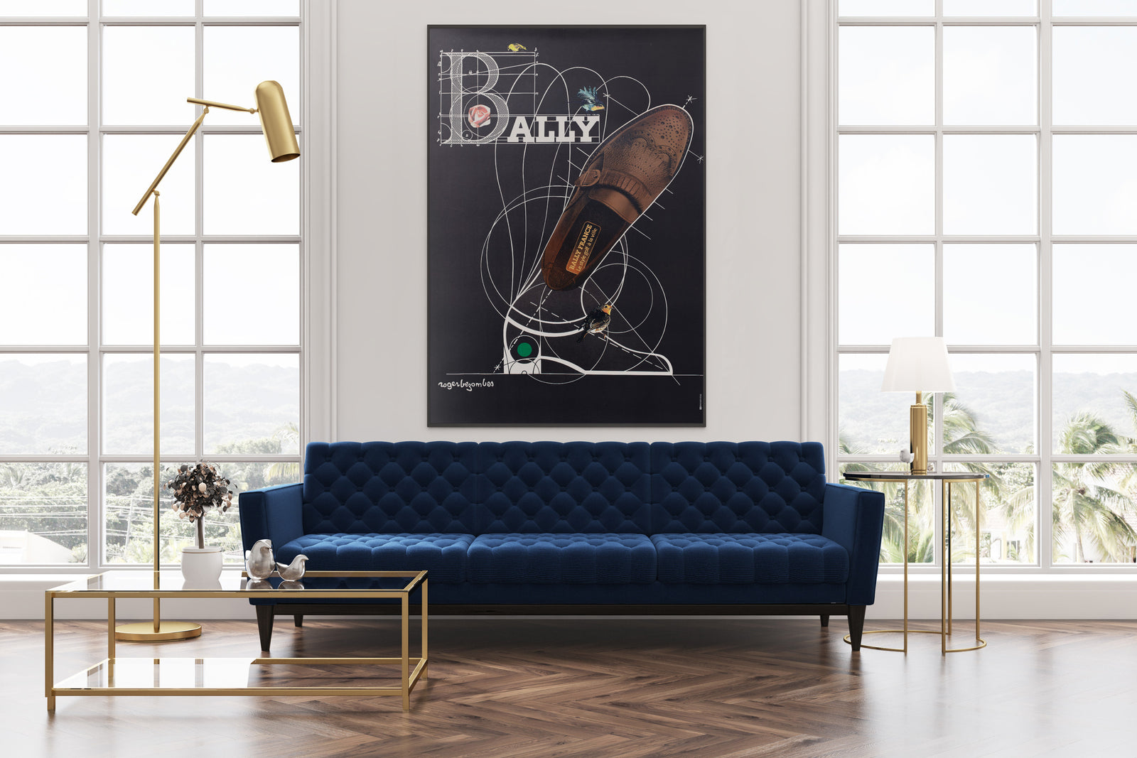 Bally c1980 Golf Shoe Advertising Poster 2 Roger Bezombes
