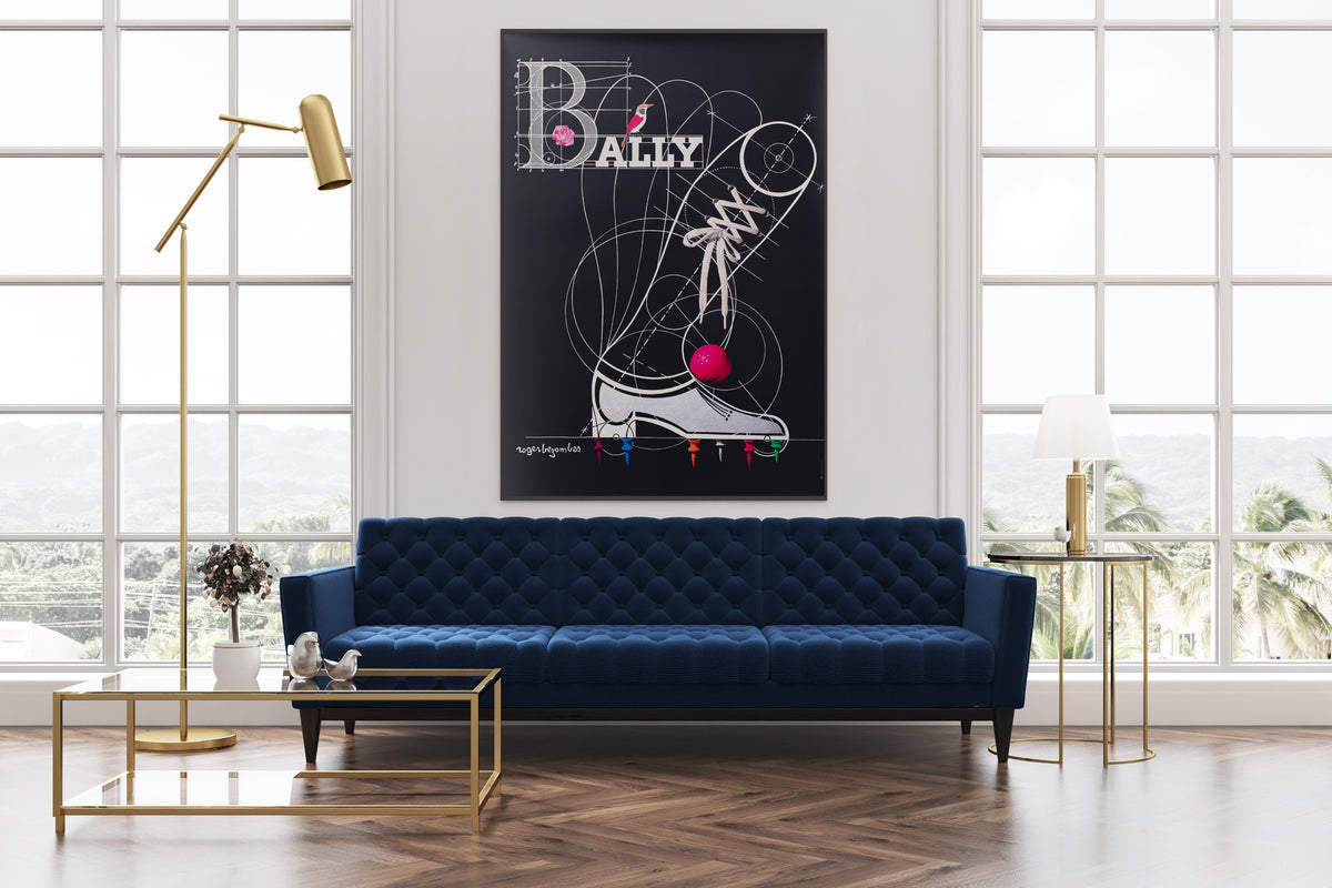 Bally c1980 Golf Shoe Advertising Poster Roger Bezombes