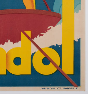 Bandol 1930s French Travel Poster, Sports, Ski, Andre Bermond - detail