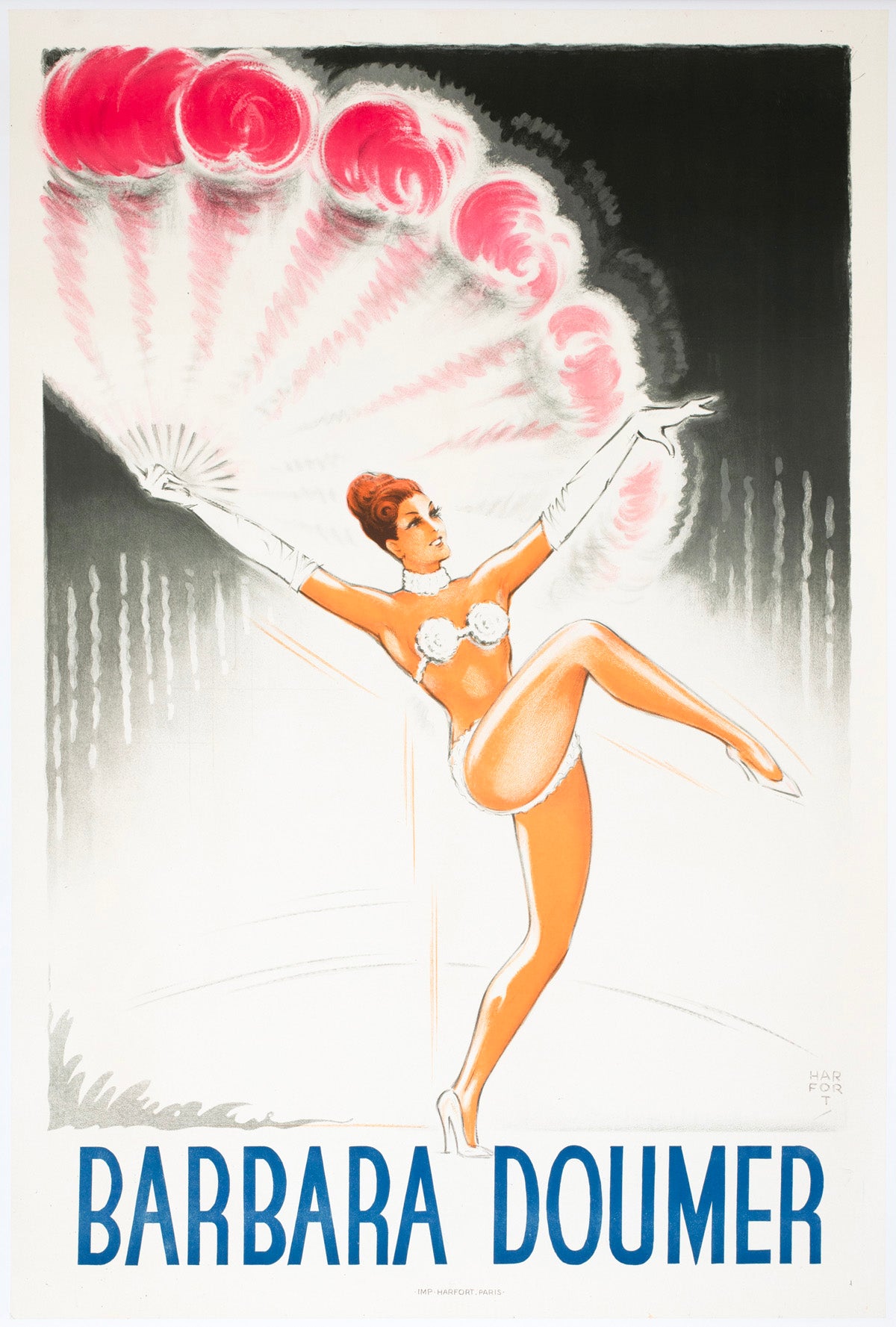 Barbara Doumer c1940 French Music Hall Showgirl Poster Maurice Harfort