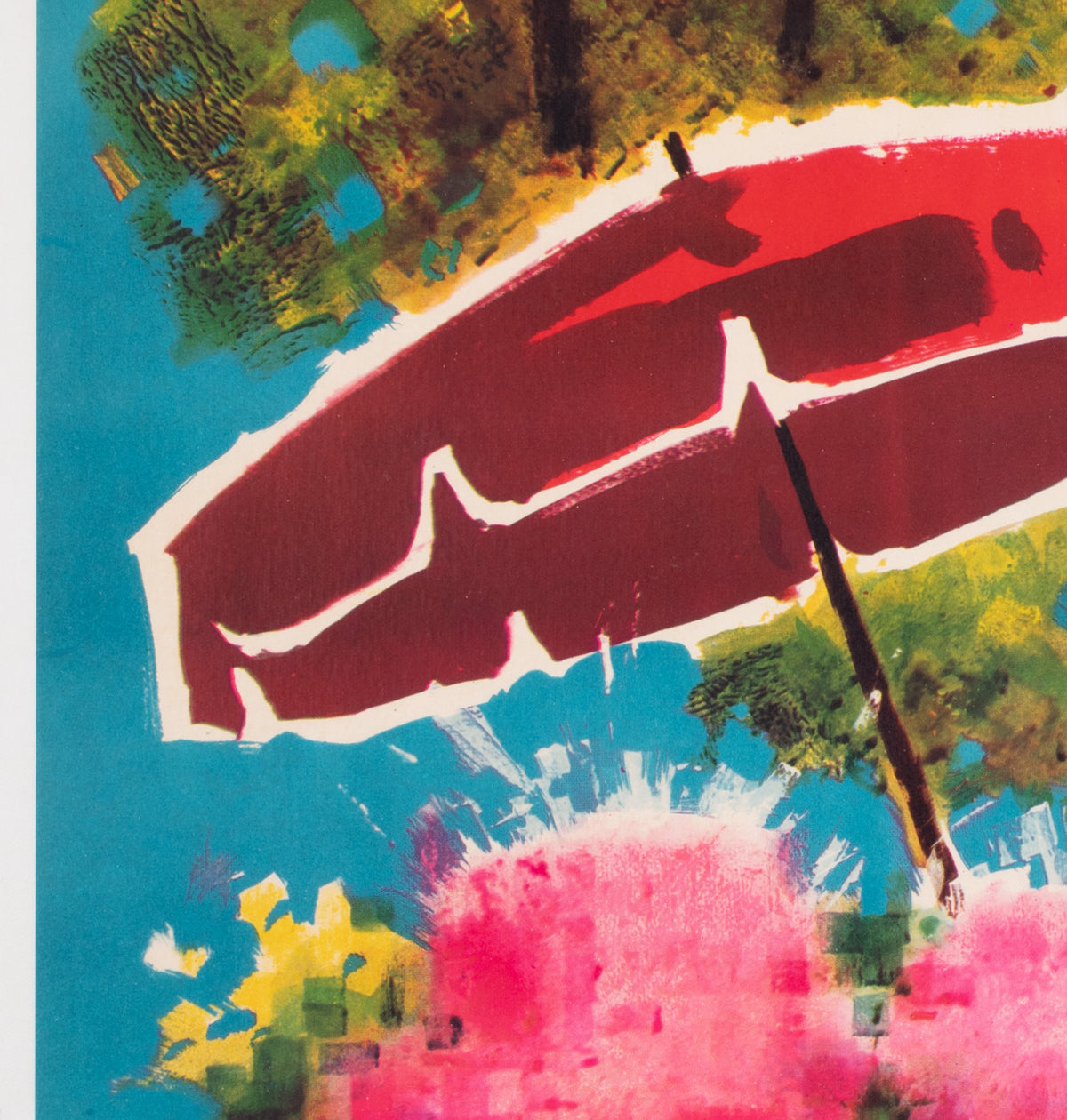 Barcelona Flower 1950s Travel Advertising Poster - detail