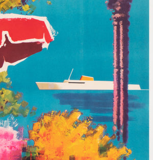 Barcelona Flower 1950s Travel Advertising Poster - detail