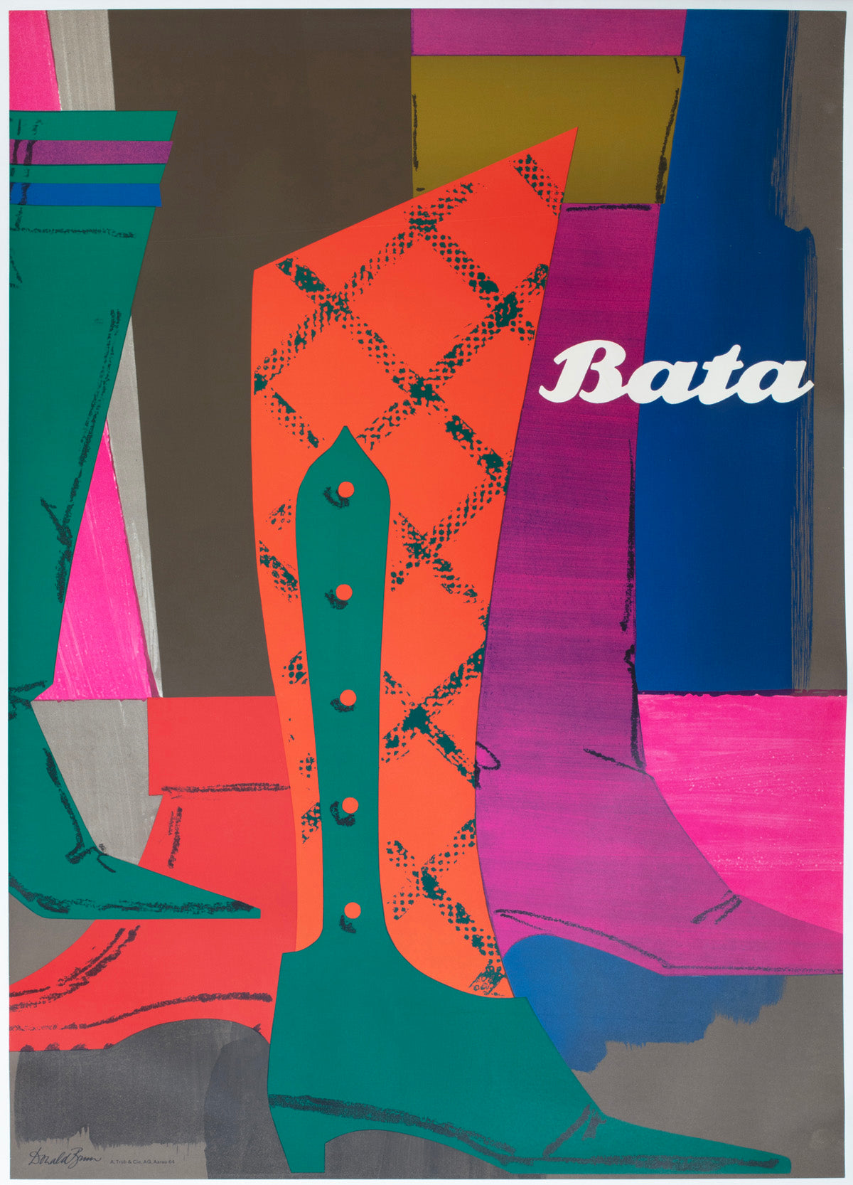 Bata Shoes 1964 Swiss Advertising Poster Womens Donald Brun