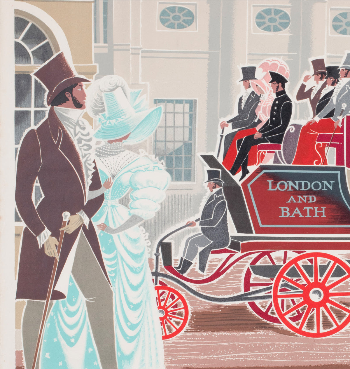 Bath 1960 British Railway Travel Poster Eric Fraser - detail