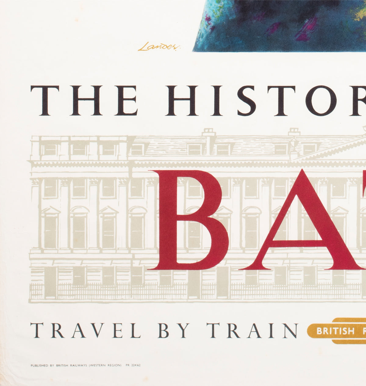 Bath 1962 British Railways Travel Poster Reginald Lander - detail