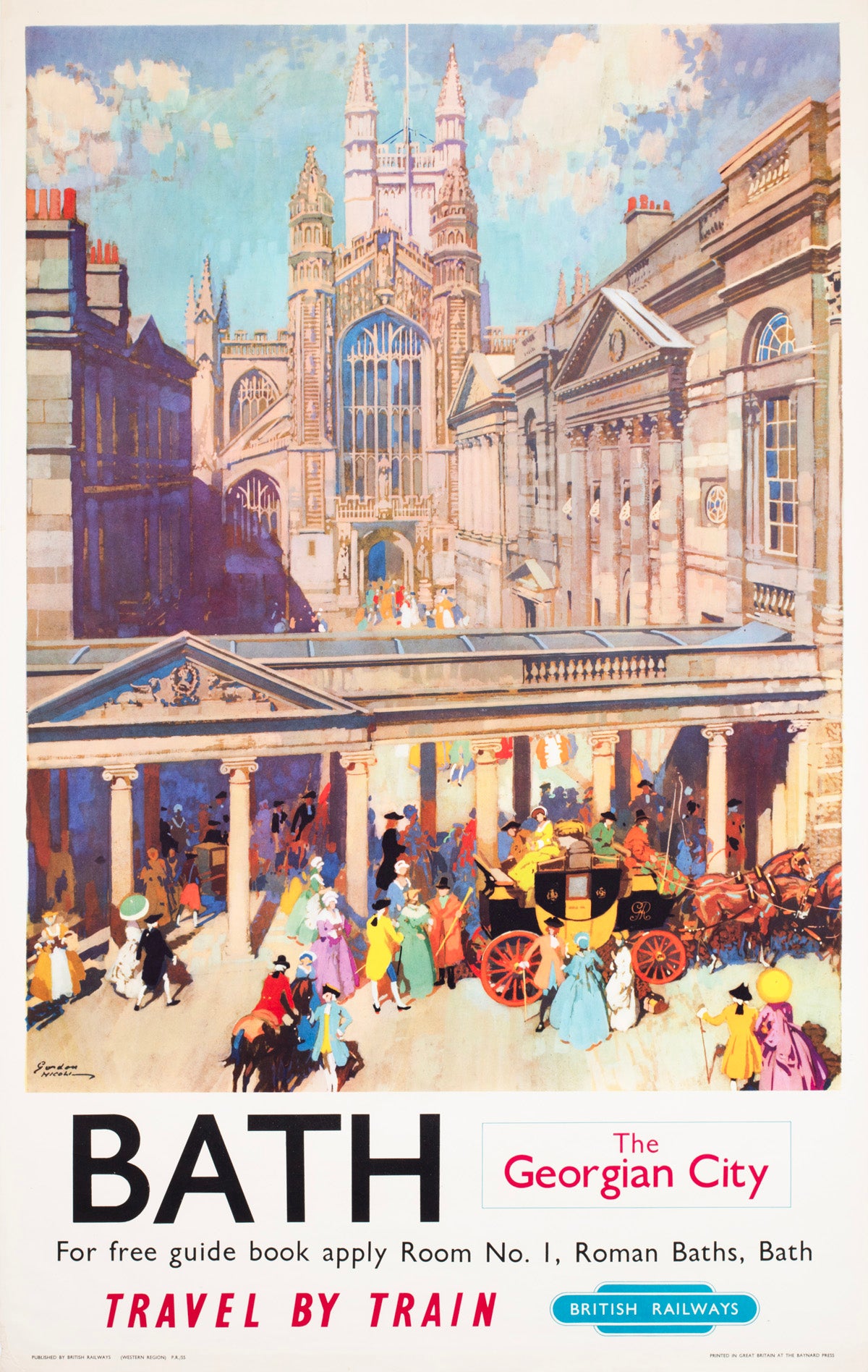 Bath The Georgian City 1955 British Railways Travel Poster Gordon Nicoll