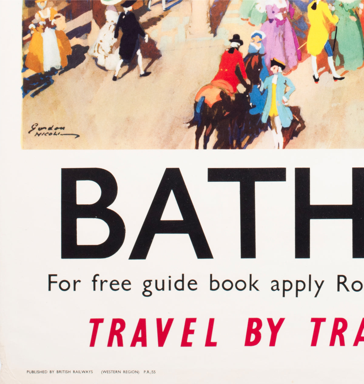 Bath The Georgian City 1955 British Railways Travel Poster Gordon Nicoll - detail