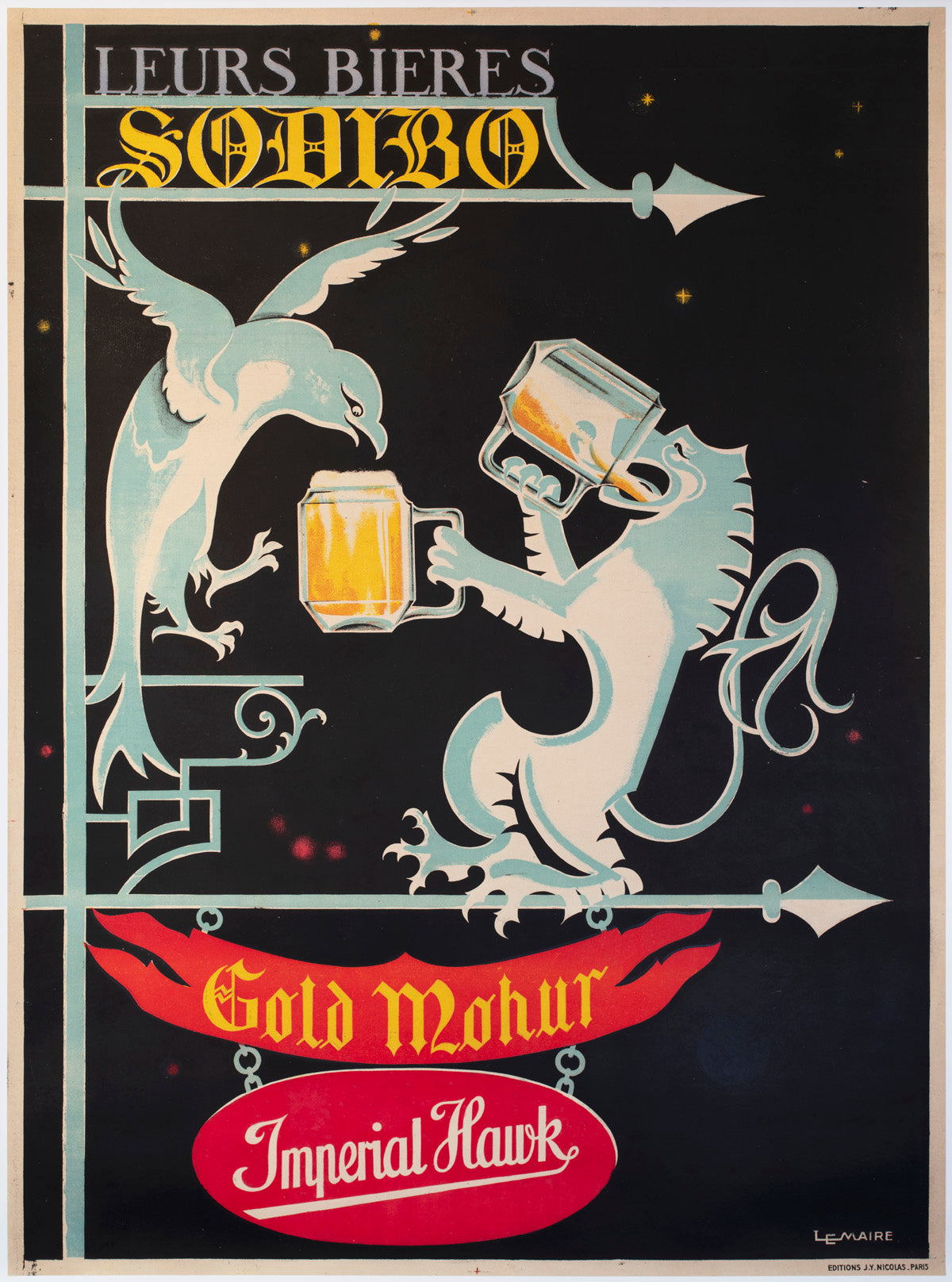 Bieres Sodibo 1928 French Beer Alcohol Advertsing Poster LeMaire
