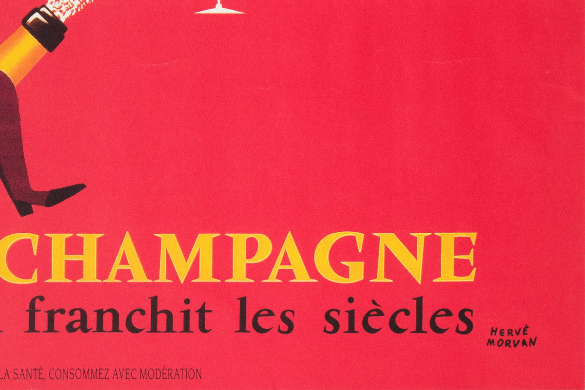 Billecart 1970 French Champagne Advertising Poster, Herve Morvan - detail