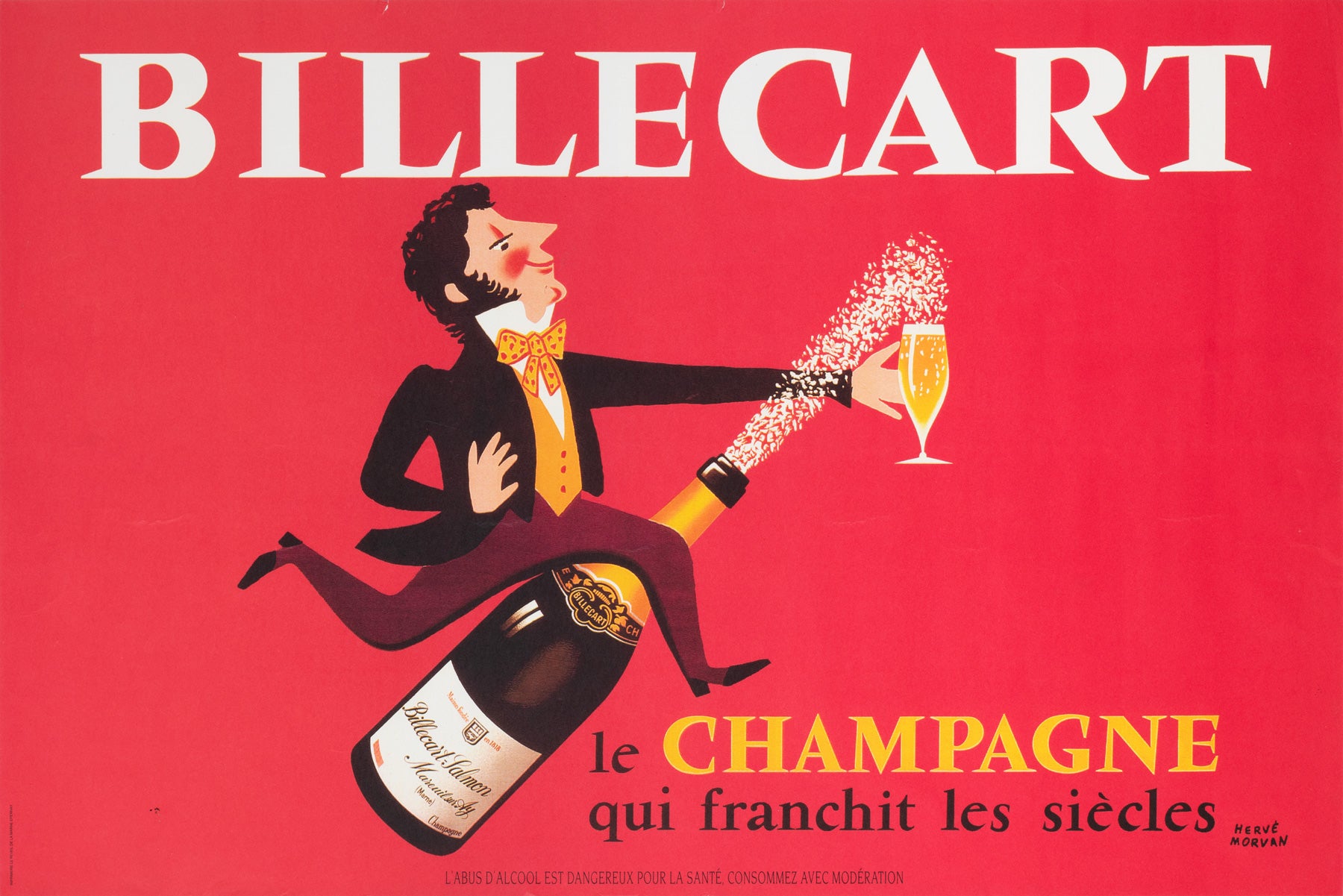 Billecart 1970 French Champagne Advertising Poster, Herve Morvan