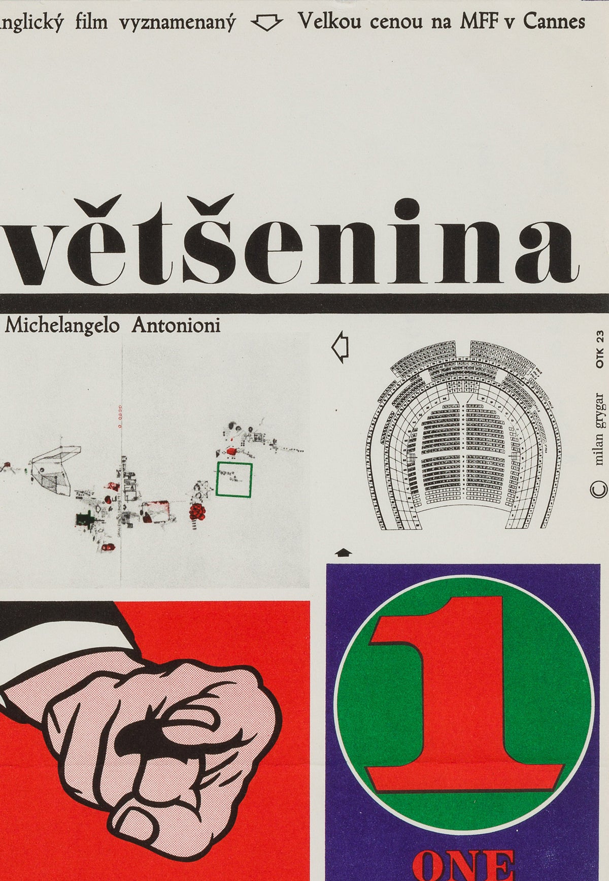 Blow-up 1968 Czech A3 Film Movie Poster, Milan Grygar - detail