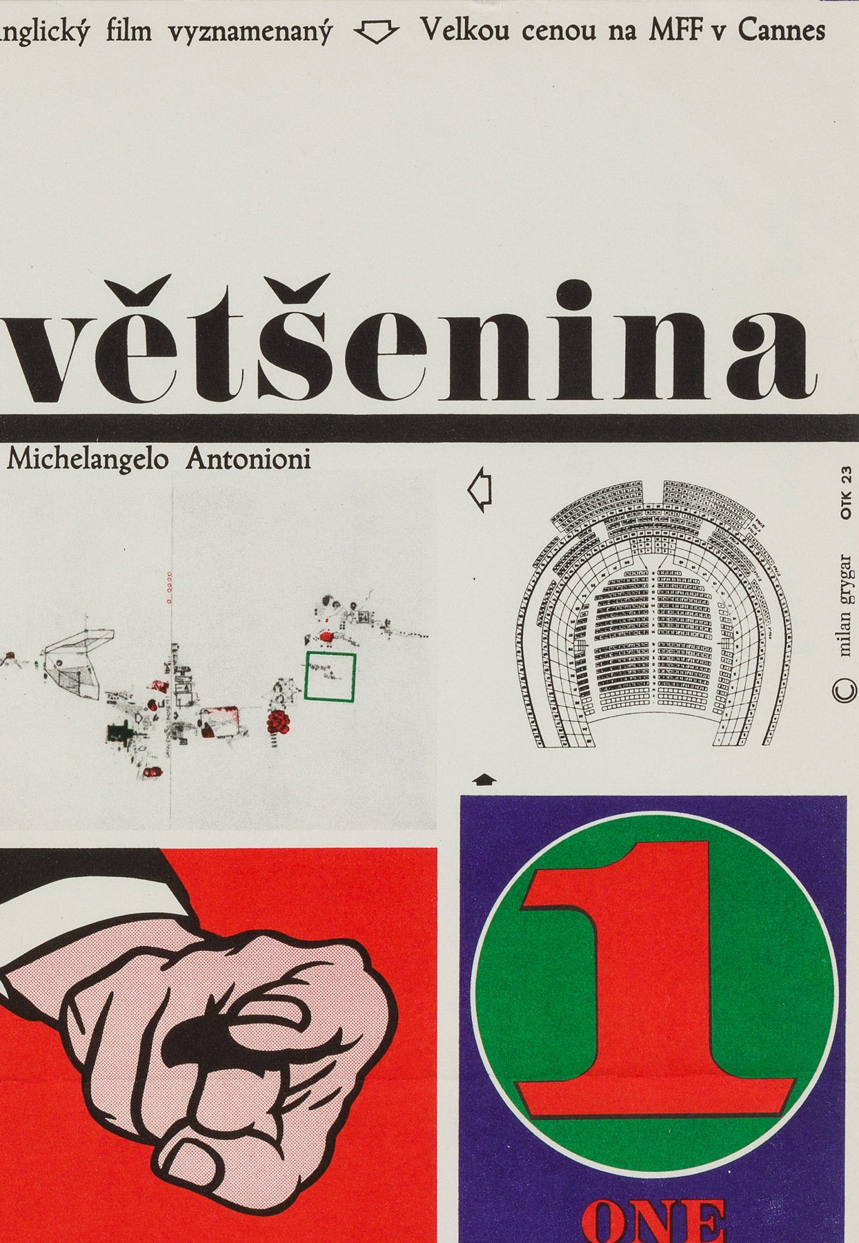 Blow-up 1968 Czech A3 Film Movie Poster, Milan Grygar - detail