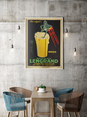 Brasserie Lengrand Frog 1926 French Alcohol Advertising Poster, Paul Nefri