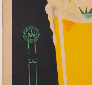 Brasserie Lengrand Frog 1926 French Alcohol Advertising Poster, Paul Nefri - detail