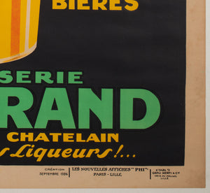 Brasserie Lengrand Frog 1926 French Alcohol Advertising Poster, Paul Nefri - detail