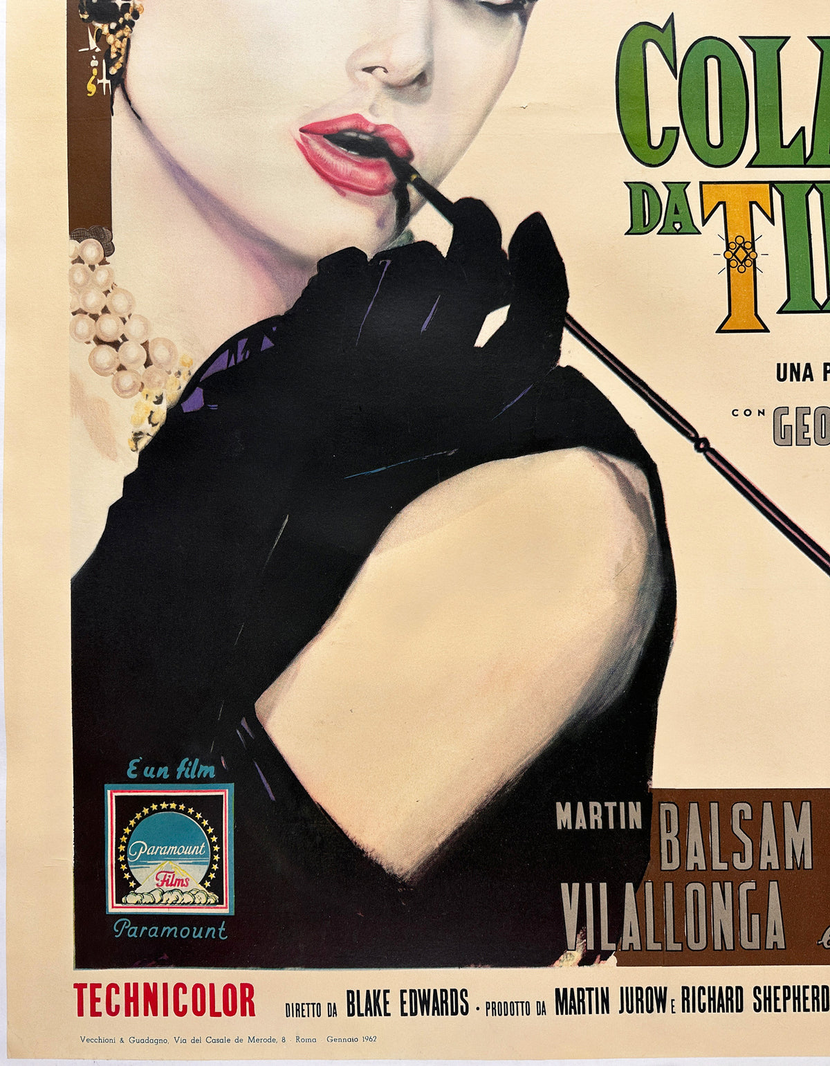 Breakfast at Tiffanys 1962 Italian 2 Foglio Film Poster Enzo Nistri - detail