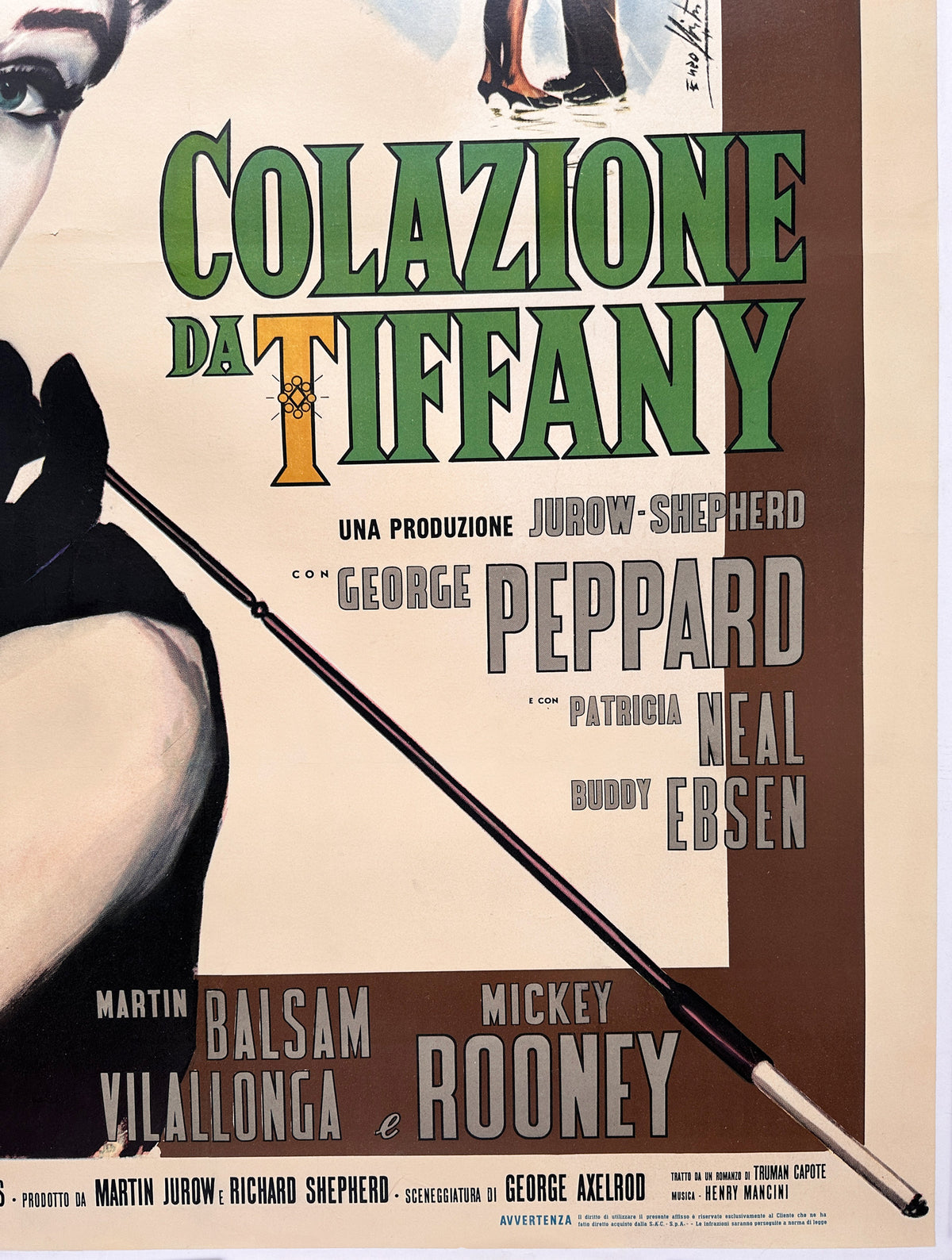 Breakfast at Tiffanys 1962 Italian 2 Foglio Film Poster Enzo Nistri - detail