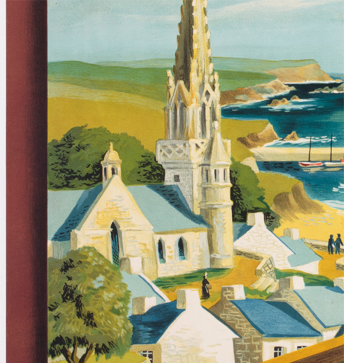 Bretagne 1953 SNCF French Railway Travel Advertising Poster Jean Garcia - detail