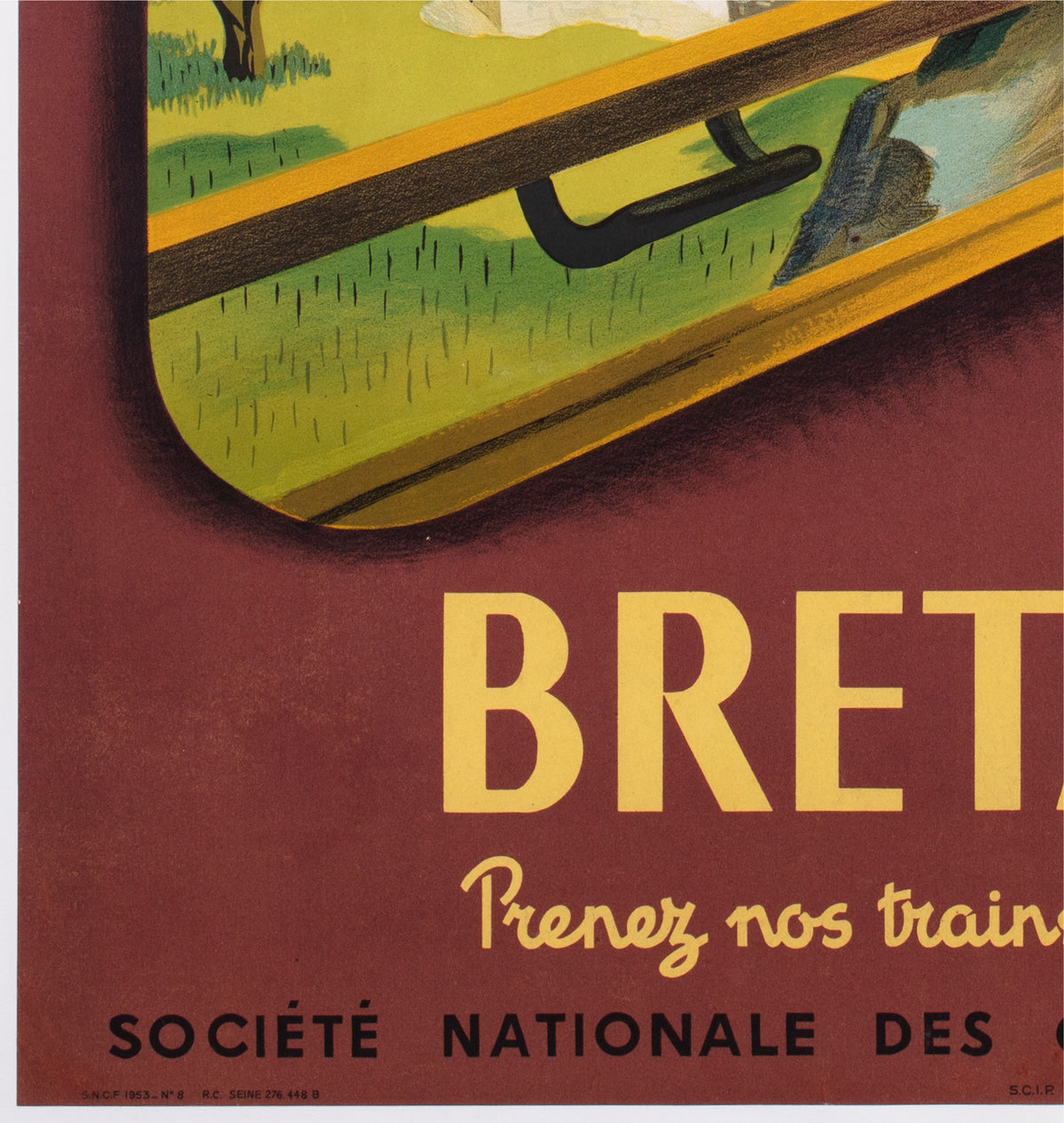 Bretagne 1953 SNCF French Railway Travel Advertising Poster Jean Garcia - detail
