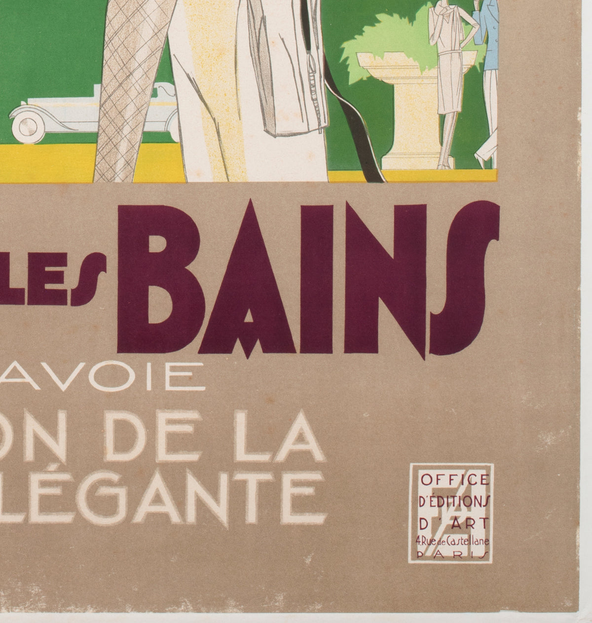 Brides les Bains 1929 French Railway Travel Advertising Poster, Leon Benigni - detail