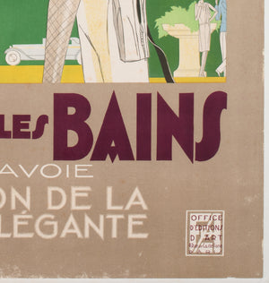 Brides les Bains 1929 French Railway Travel Advertising Poster, Leon Benigni - detail
