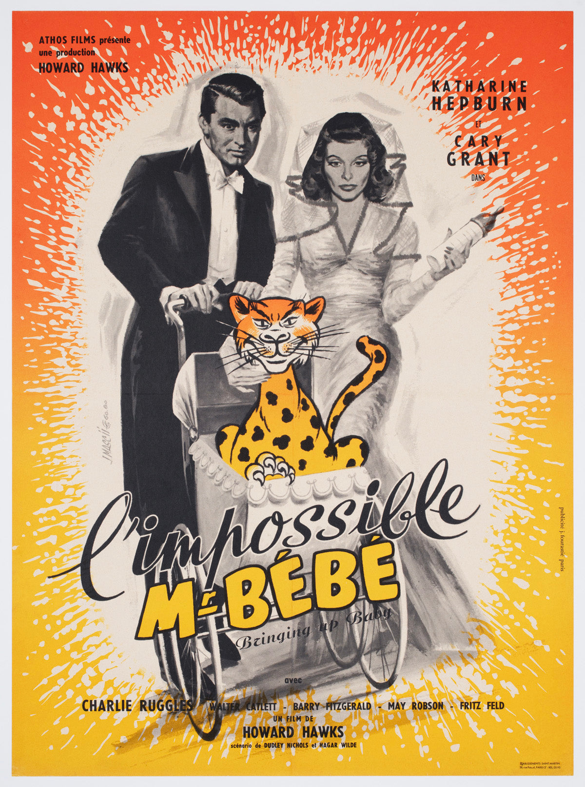 Bringing Up Baby R1950s French Moyenne Film Poster Jean Mascii
