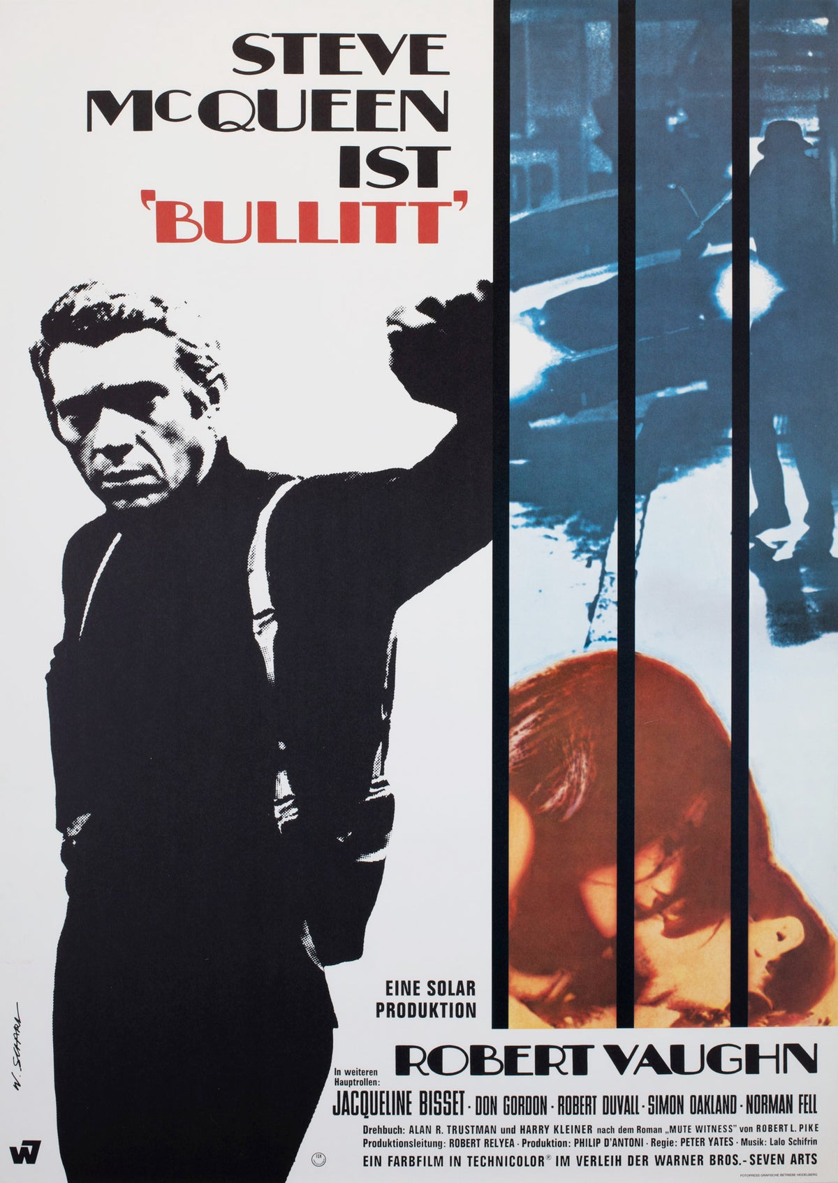 Bullitt 1968 German A1 Film Movie Poster, Scharl