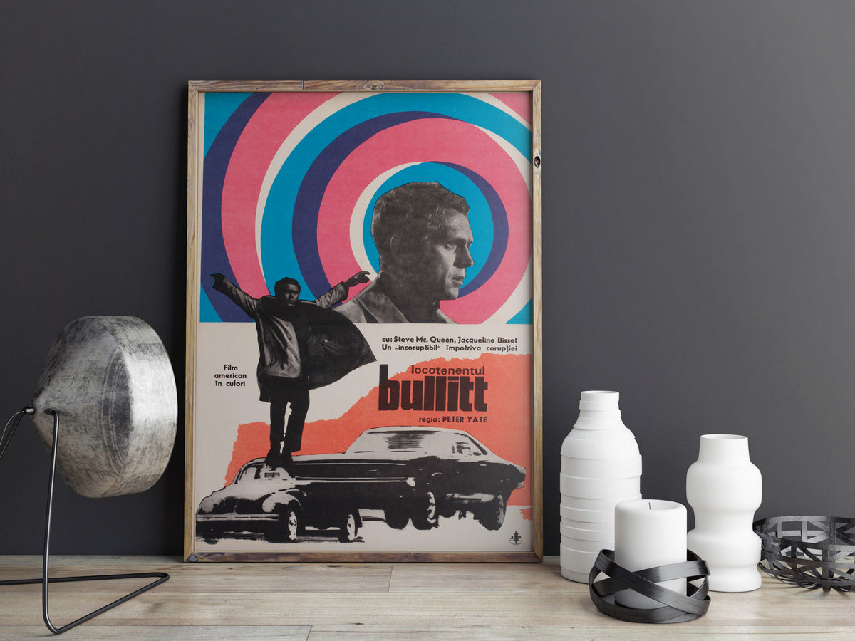 Bullitt 1968 Romanian Film Movie Poster Steve McQueen