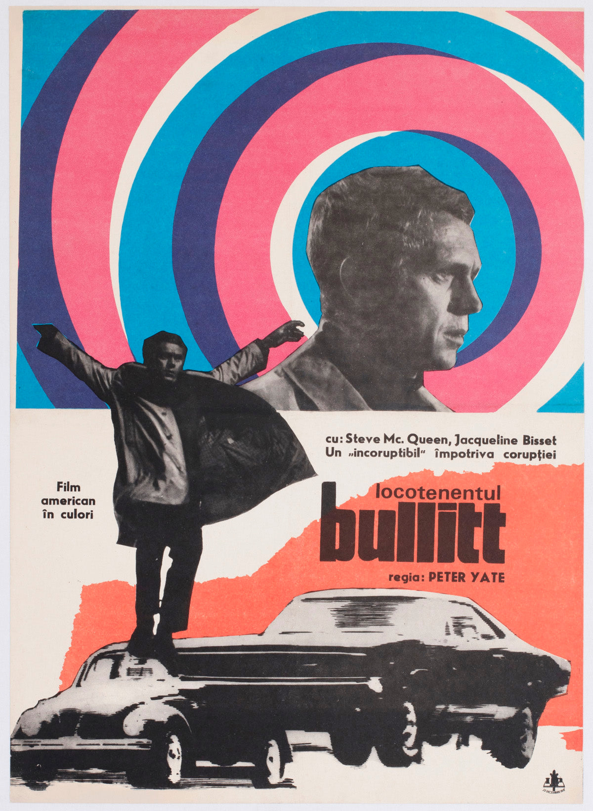 Bullitt 1968 Romanian Film Movie Poster Steve McQueen