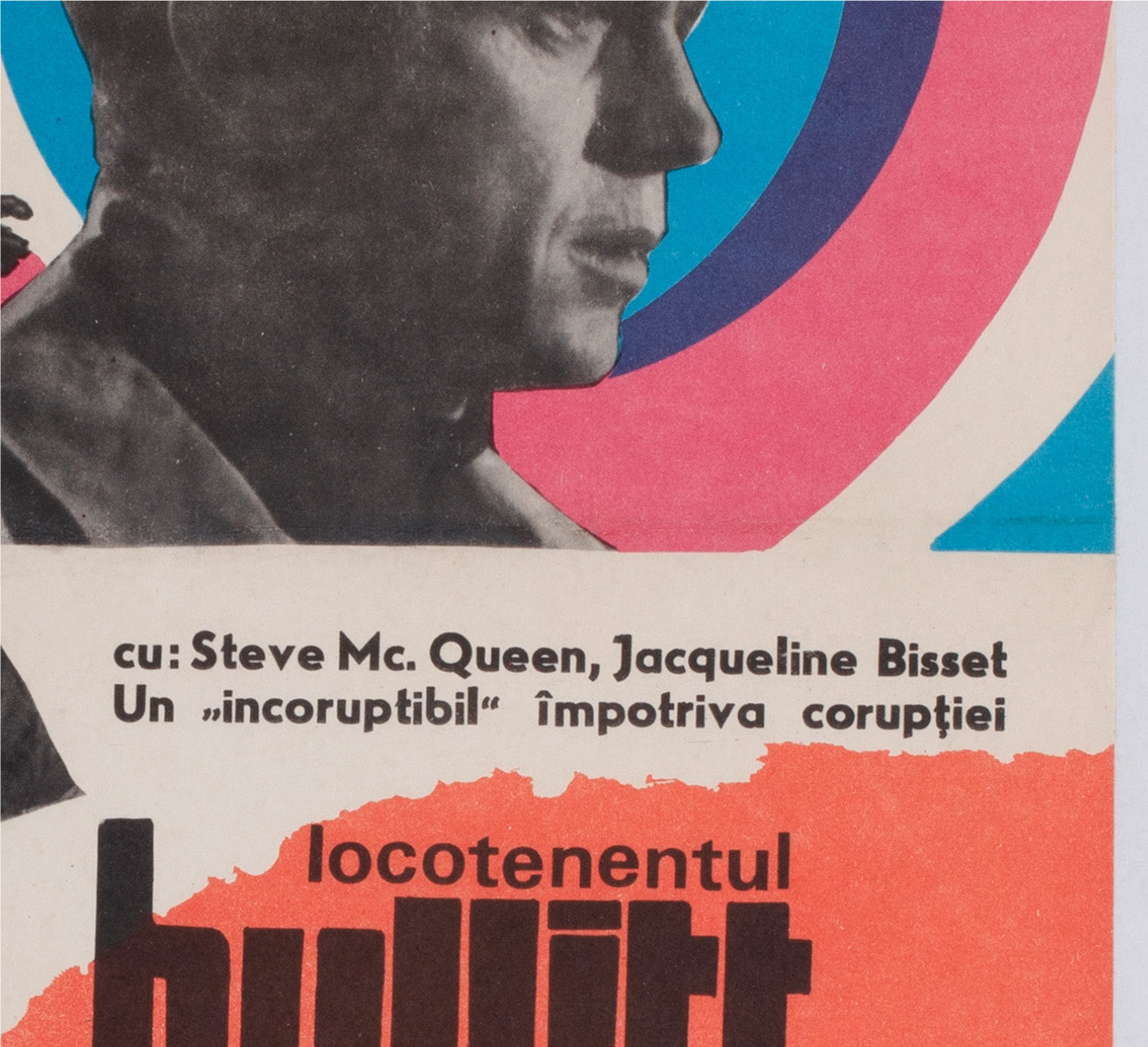 Bullitt 1968 Romanian Film Movie Poster Steve McQueen - detail