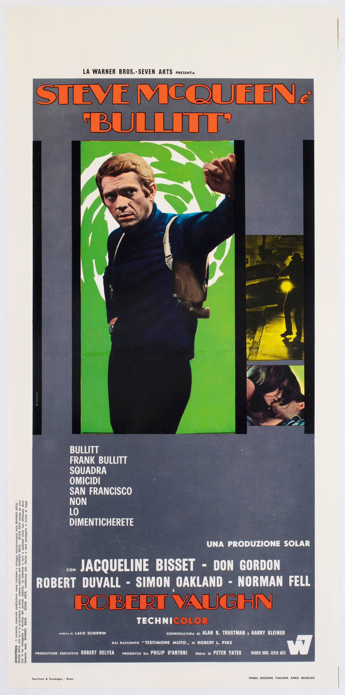 Bullitt 1969 Italian Locandina Movie Film Poster, Renato Ferrini