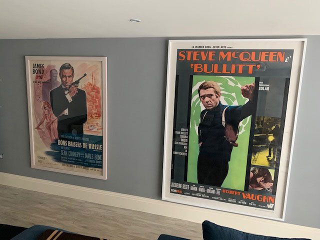 Original Vintage James Bond From Russia With Love and Bullitt Film Movie Poster