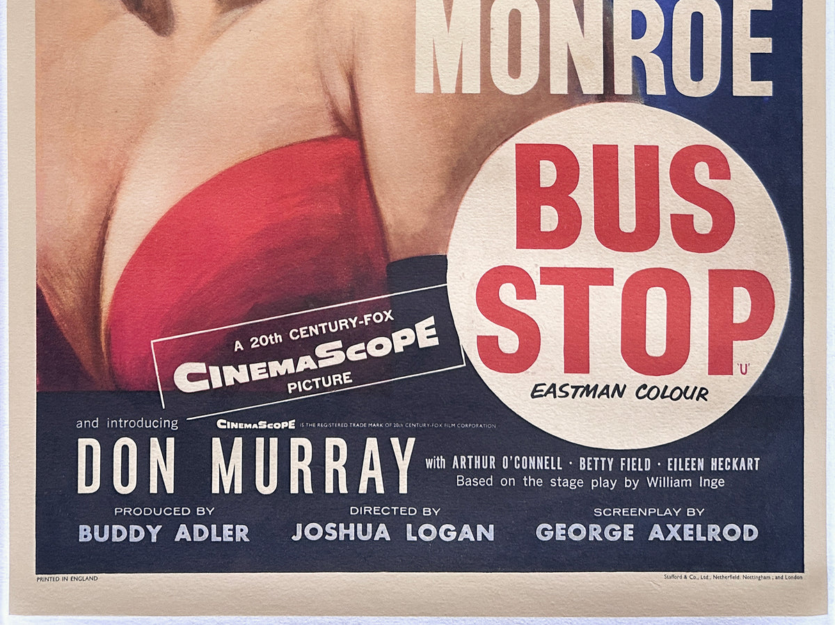 Bus Stop 1956 UK Double Crown Film Movie Poster, Tom Chantrell - detail
