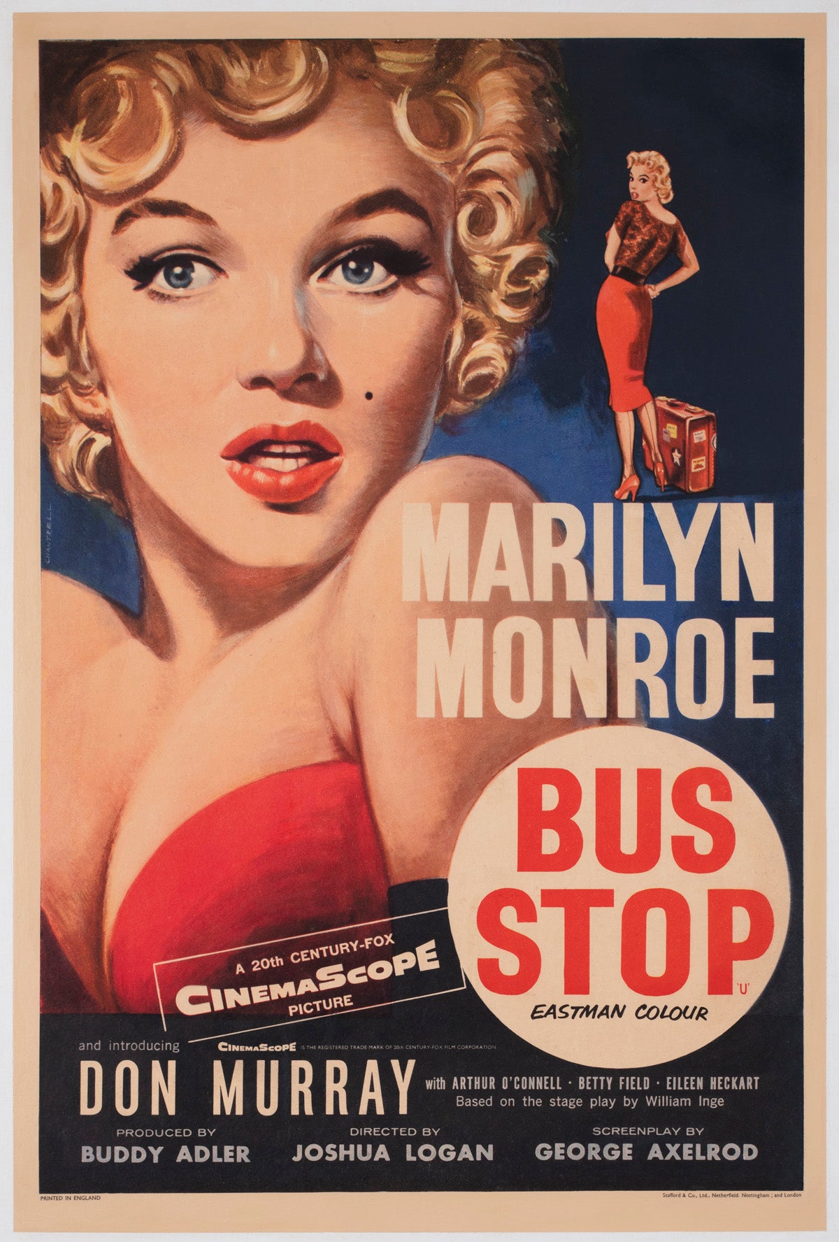 Bus Stop 1956 UK Double Crown Film Movie  Poster, Tom Chantrell