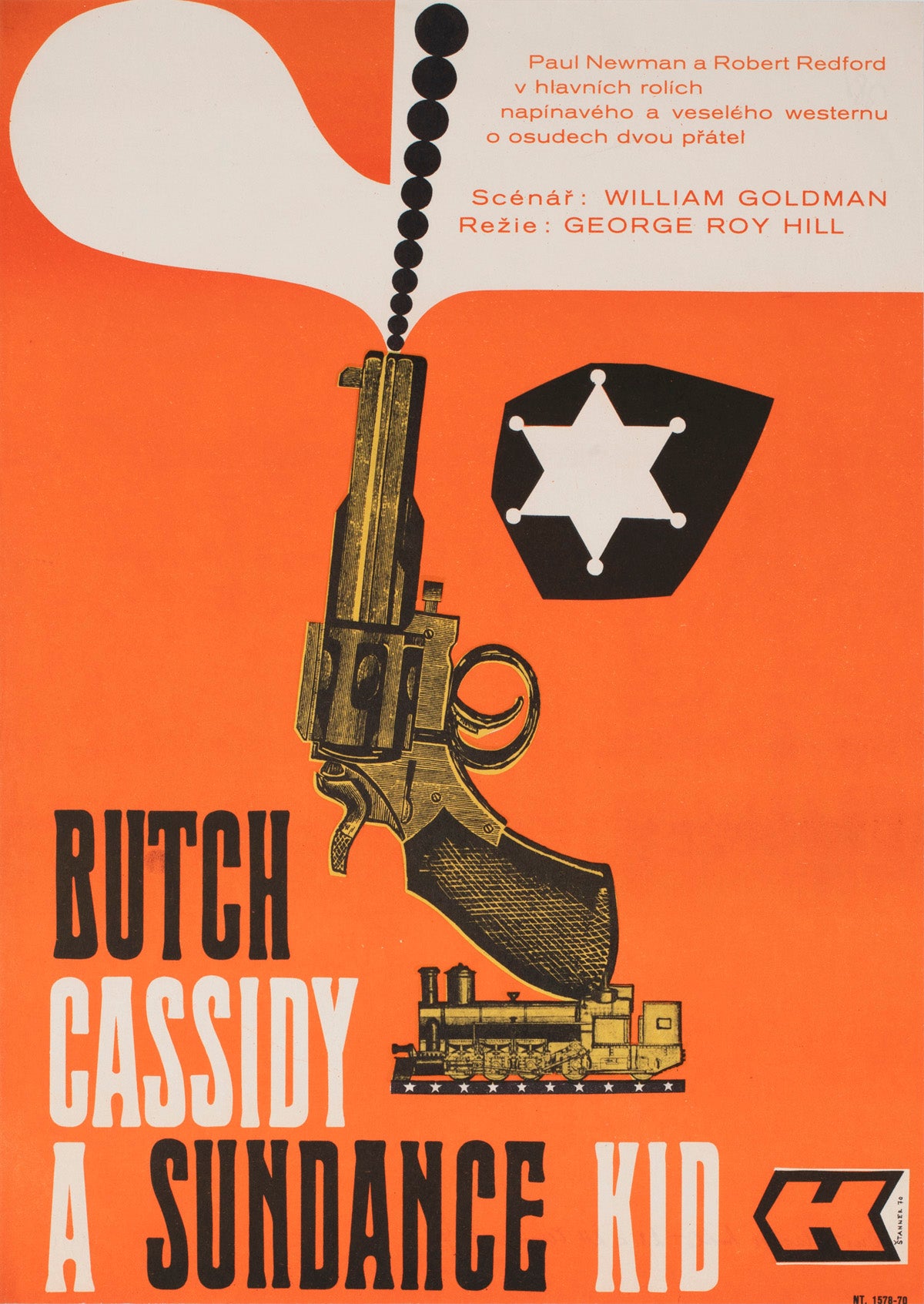 Butch Cassidy and the Sundance Kid 1970 Czech A3 Film Movie Poster, Stanner